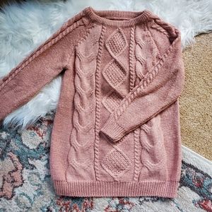 Blush pink cable knit sweater